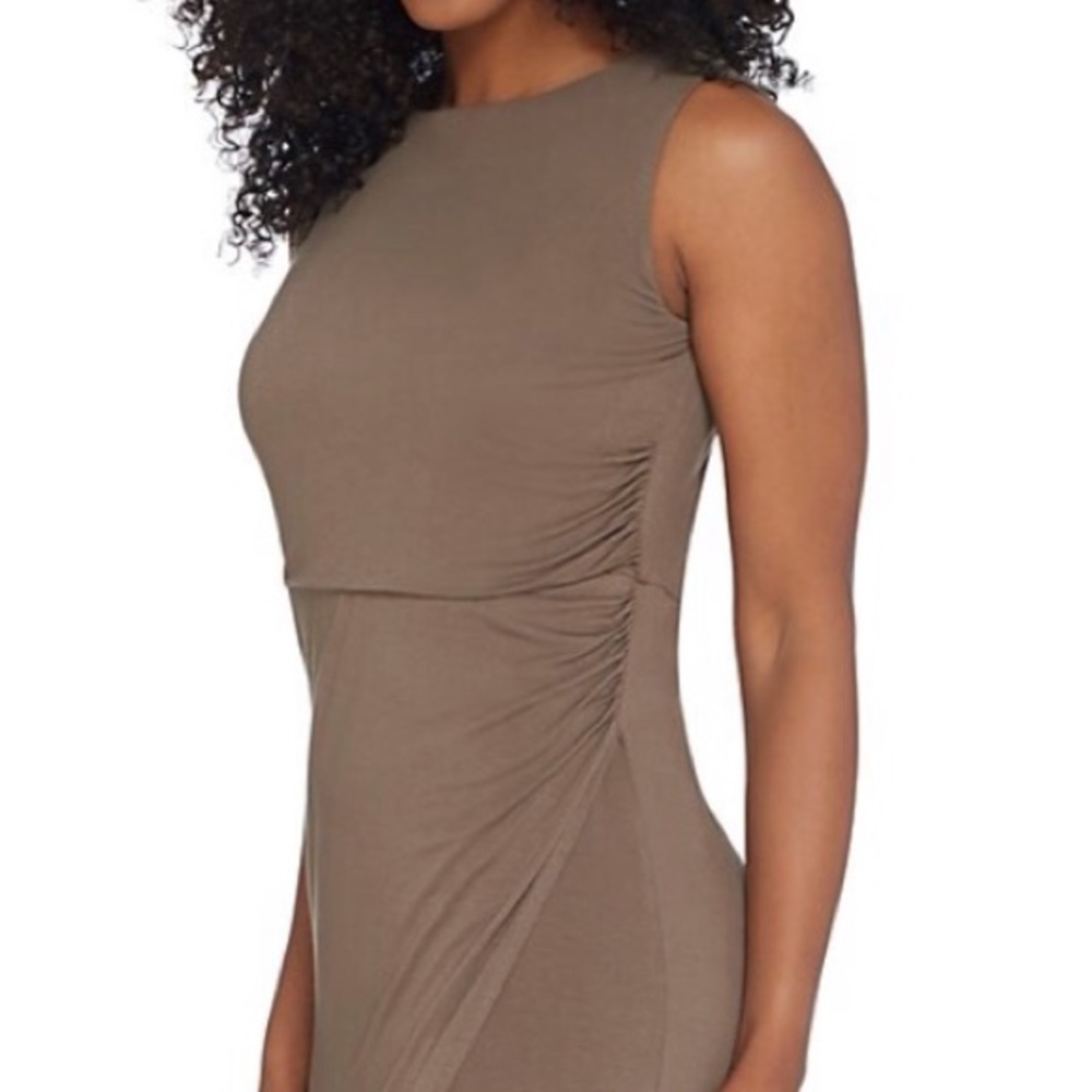 Lisa Rinna Collection Side Ruched Midi Dress - Picture 3 of 7